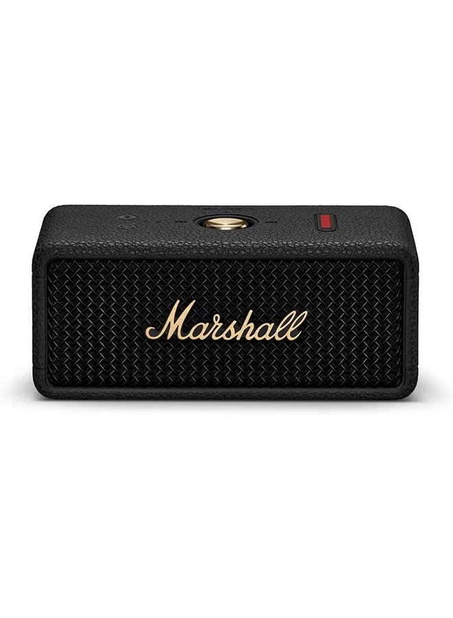 Marshall Marshall Emberton III Compact Portable Bluetooth Speaker with 32+ Hours of Playtime, (360° Sound), Dust & Waterproof (IP67) – Black & Brass. - Image 1