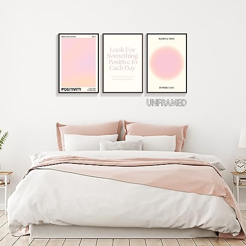 Adyggefy Pink Gradient Aura Angel Numbers Poster for Room Aesthetic 3 Piece 12x16in, Pastel Positive Daily Affirmation Quotes Canavs Wall Art Abstract Minimalist Print Painting for Bedroom Unframed - Image 5
