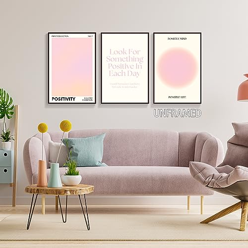 Adyggefy Pink Gradient Aura Angel Numbers Poster for Room Aesthetic 3 Piece 12x16in, Pastel Positive Daily Affirmation Quotes Canavs Wall Art Abstract Minimalist Print Painting for Bedroom Unframed - Image 4