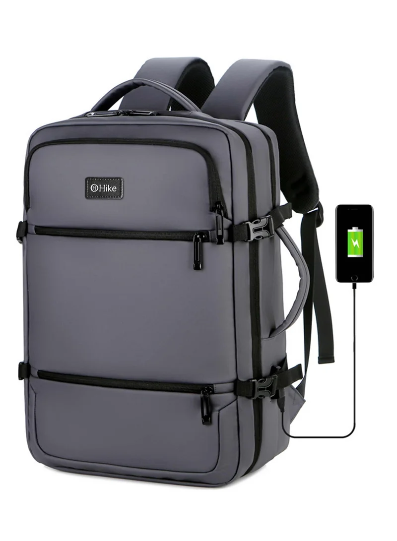 هايك Hike Premium Unisex Backpack Water Resistant Laptop Daypack with 360° Degree Opening and Separate Laptop Compartment for Travel/Business/College, HK2026-GREY