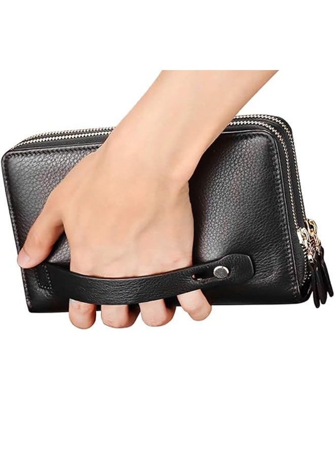 Leinasen Mens Wallet Long Wallet Leather Clutch Large Business Handbag Cell Phone Card Holder Case Gift for Men Father Son Husband Boyfriend  - Image 2