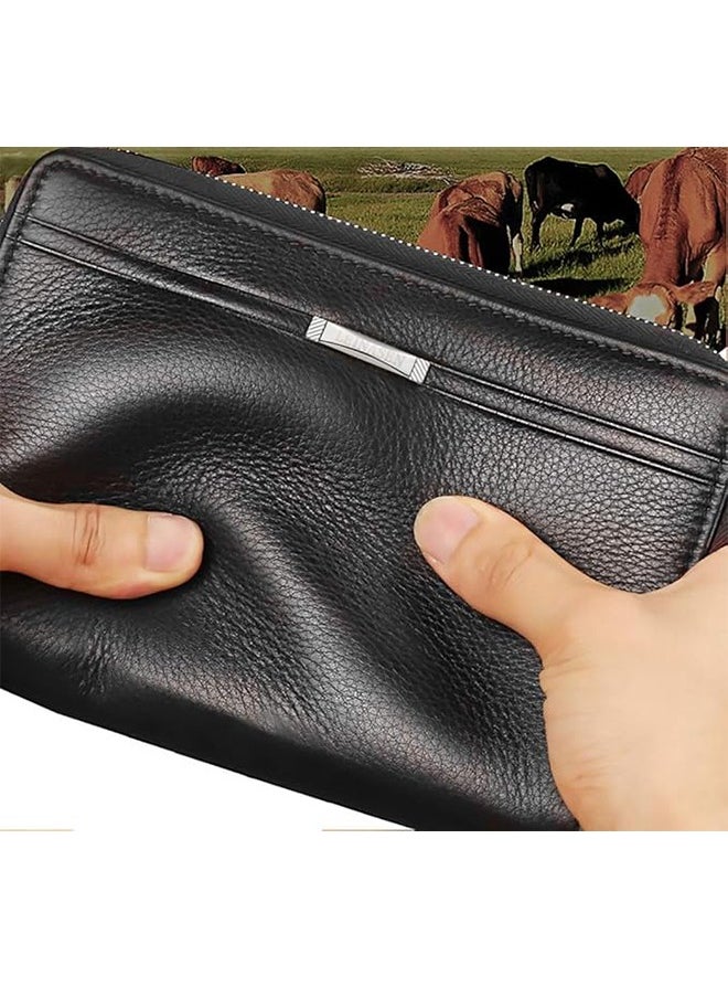 Leinasen Mens Wallet Long Wallet Leather Clutch Large Business Handbag Cell Phone Card Holder Case Gift for Men Father Son Husband Boyfriend  - Image 5