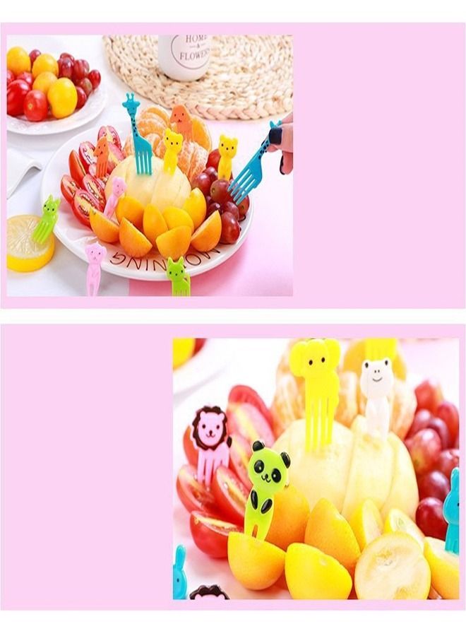 fashionhome 50 Pieces Random Color Cute Animals Food Fruit Fork Picks For Kids - Image 3