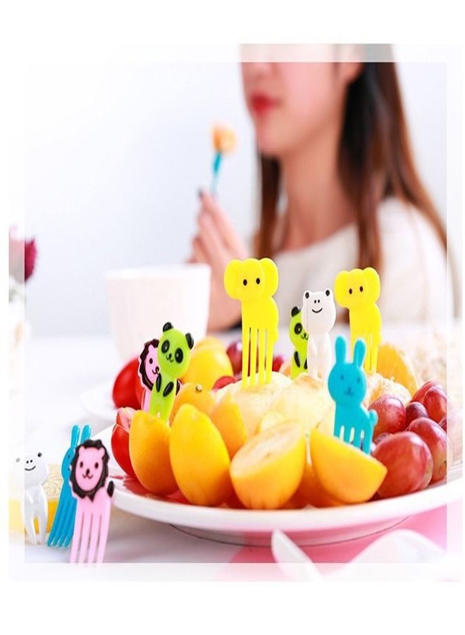fashionhome 50 Pieces Random Color Cute Animals Food Fruit Fork Picks For Kids - Image 2