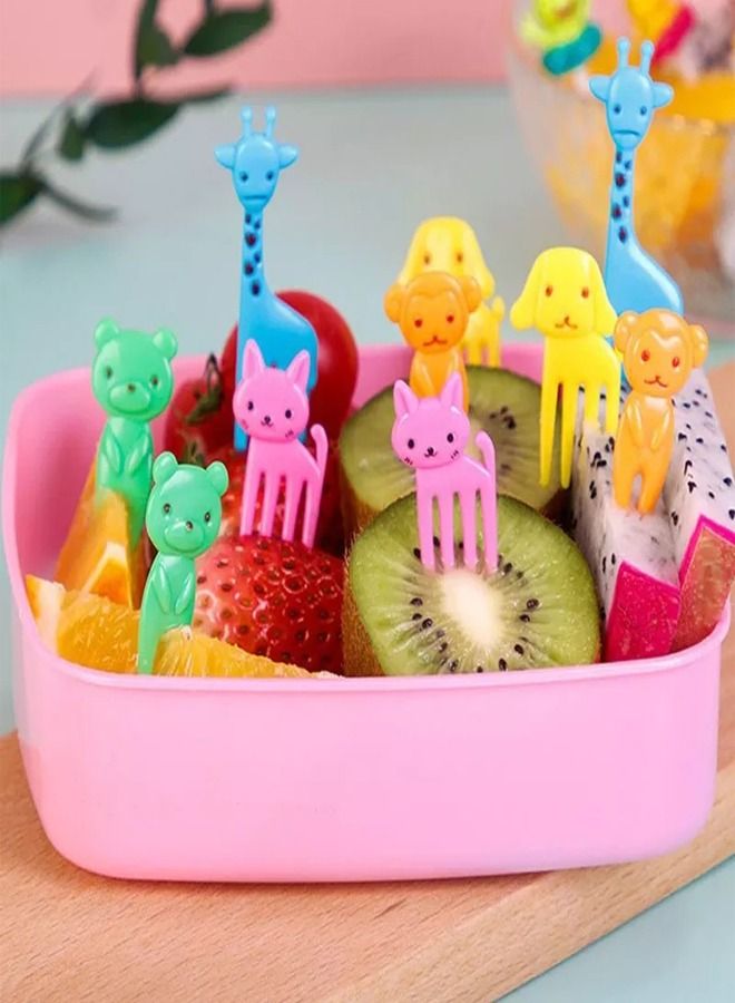 fashionhome 50 Pieces Random Color Cute Animals Food Fruit Fork Picks For Kids - Image 5