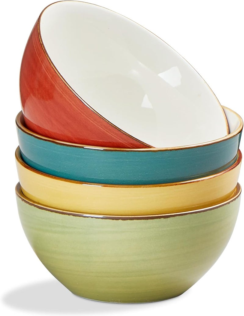 ONEMORE 16 oz Cereal Bowls Set of 4 Soup Bowls Ceramic for Kitchen  Dishwasher and Microwave Safe  Colorful Bowl Set for Oatmeal Salad Pasta Fruits 55 inch Assorted Colors - Image 1