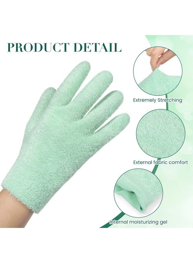 RONRONS 2 Pairs Cotton Gloves For Moisturizing Hands Overnight Bedtime Green Gloves Silicone Gel Moisturizing Hand Gloves For Dry Hands Women Men Sleep Moisturizer Gloves Spa Nighttime - Image 3