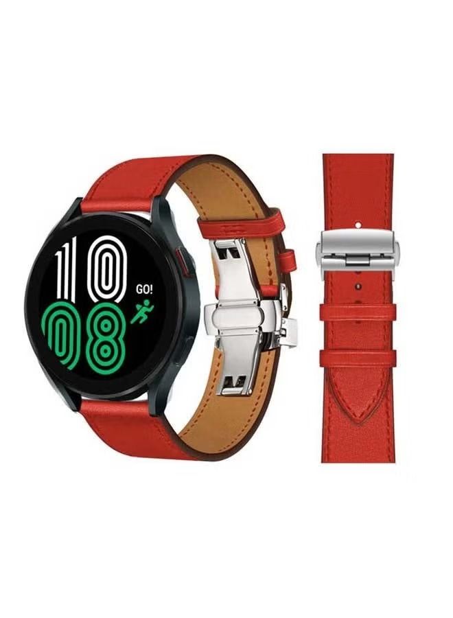 إيف سوار بديل من الجلد الطبيعي لساعة سامسونج جلاكسي 4 40 / 44mm أحمر فائق