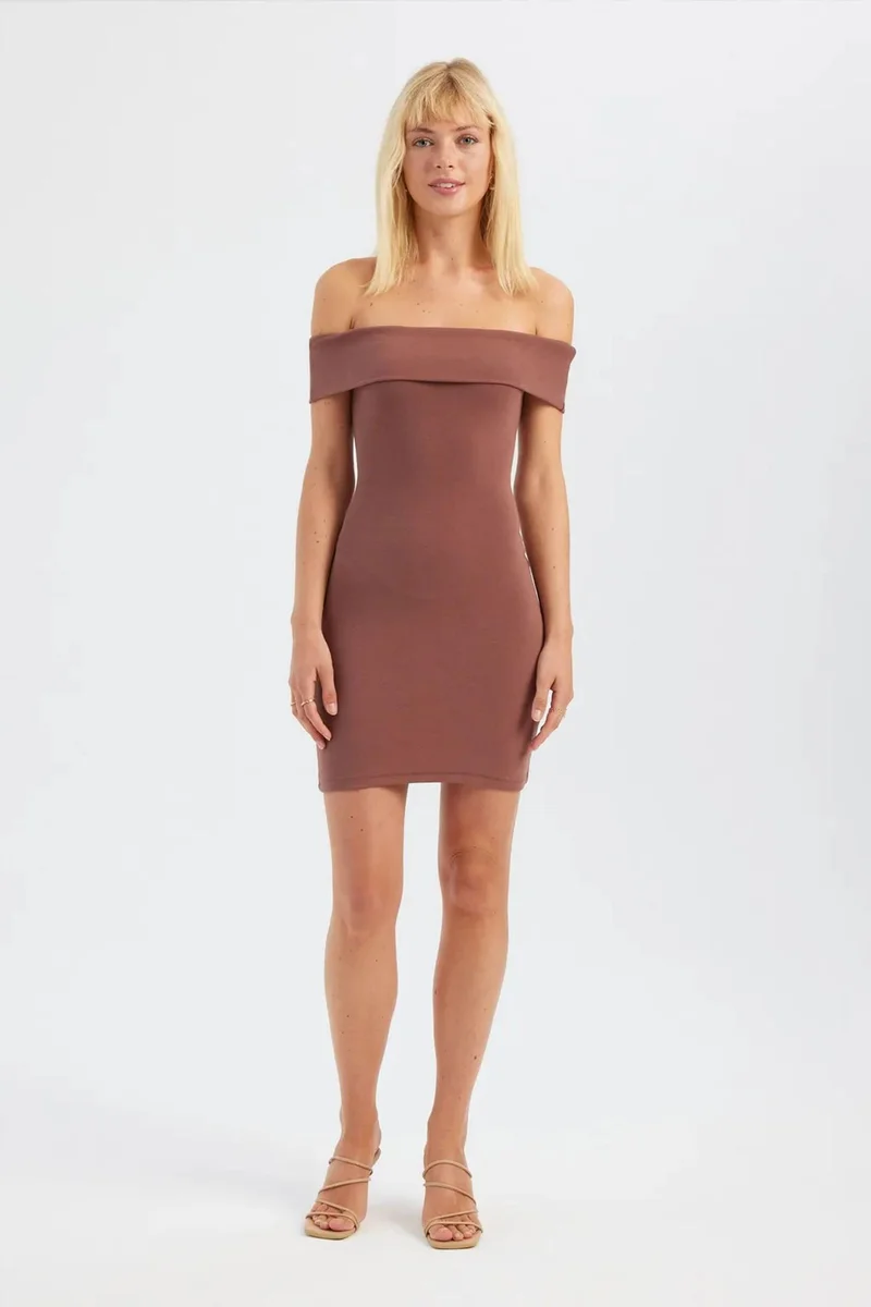 Hiccup Off Shoulder Mini Bodycon Dress