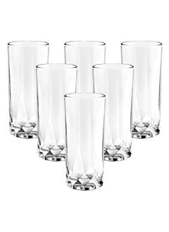 erorex Glass, Set Of 6, Clear, 350 Ml, P02808, Highball Glass, Tall Glass, Beverage Glass, Long Drink Glass, Water Glass, Juice Glass  - Image 1