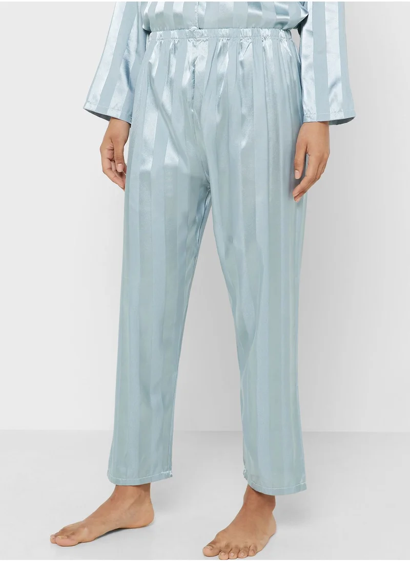 Ginger Satin Stripe Shirt & Pyjama Set