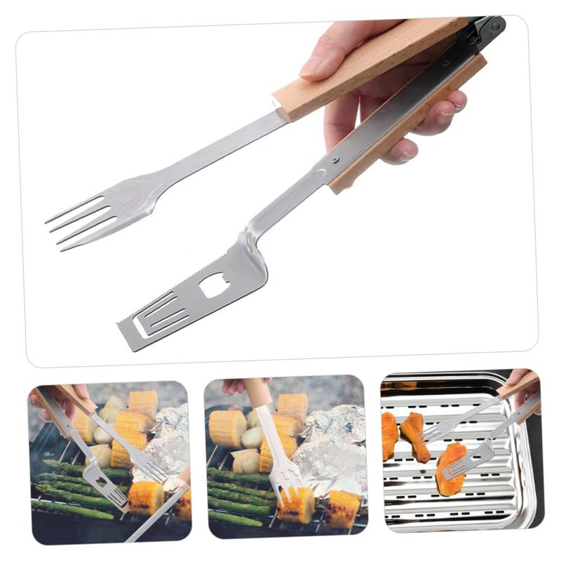 Stainless Steel Bbq Tongs Ergonomic Food Grilling Clamps For Baking Grilling And Outdoor Cooking Versatile Kitchen Tool For Parties Weddings And Daily Use Resistant - Image 2