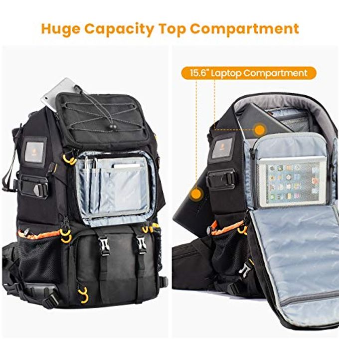 TARION 27L Large Waterproof Camera Backpack 2 In 1 Professional Camera Bags For Photographers With 15.6" Laptop Compartment & Raincover & Tripod Holder (Pb01) - Image 3