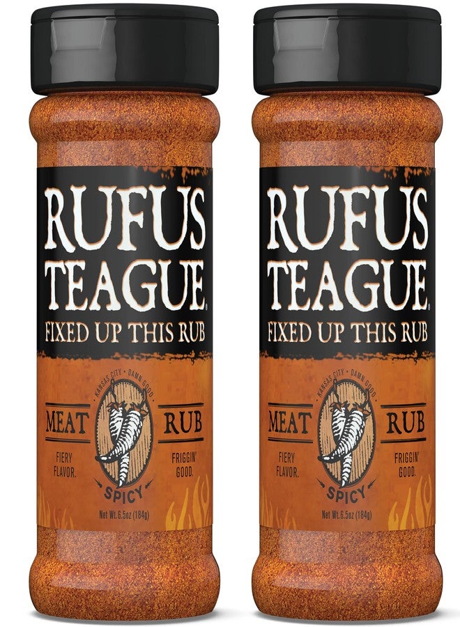 Rufus Teague خلطة روفوس تيغ الحارة للحوم، عبوتان، توابل شواء فاخرة وتوابل جافة للتدخين والشواء، نكهة حائزة على جوائز للحم البقر ولحم الخنزير والدجاج، خالية من الغلوتين، 6.5 أونصة - Image 1