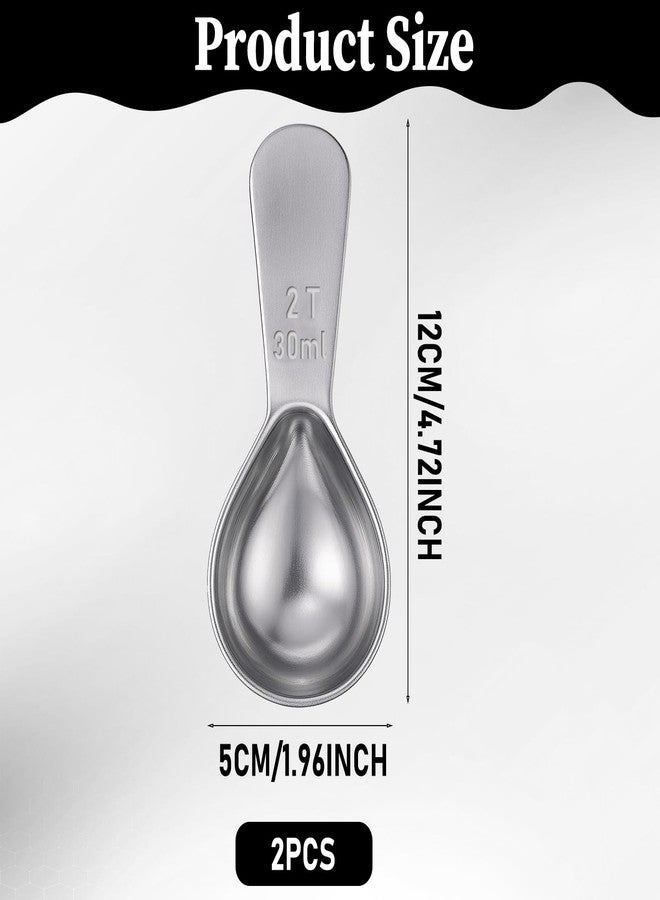 Aeaocvo 2 Pcs 2 Tbsp Scoop, Stainless Steel 2 Tablespoon Capacity, 30ml Short-Handled Coffee Scoop for Ground Coffees Fits Inside Canisters - Image 2