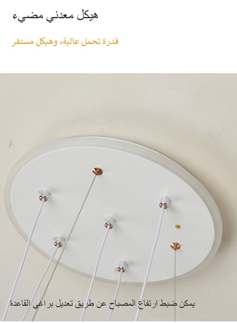 Modern-style LED pendant light, with three adjustable light colours and adjustable height, operated via remote control or a switch. Suitable for bedrooms, above dining tables, living rooms, studies and more. White. - Image 3