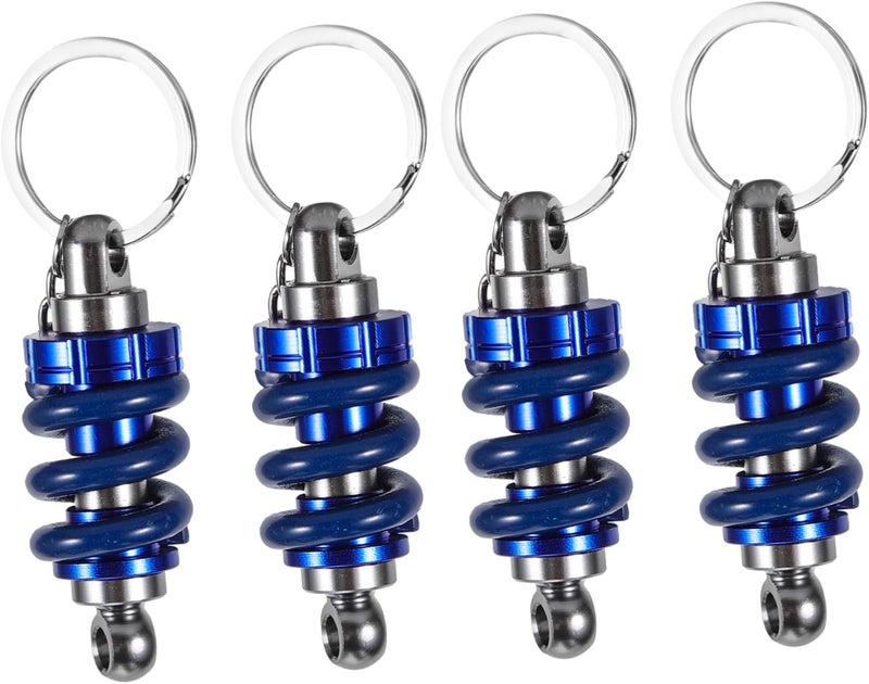 Cabilock 4pcs Motorcycle Keychain with Blue Vibration Dampener Suspension Coil Spring, Front Suspension Strut Replacement for Dirt Bike Atv Mountain Bike Riders - Image 1