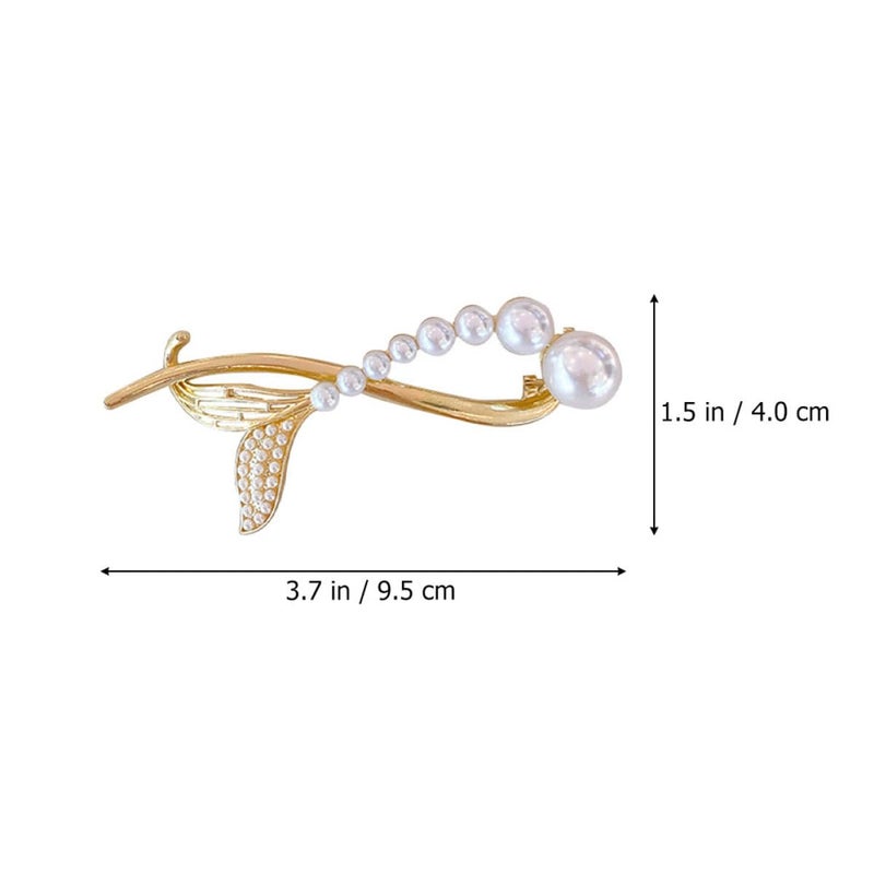 SHOWERORO 2 Pcs Rhinestone Pearl Hair Clips with Fishtail and Frog Clasp Metal Bridal Hairpins for Wedding Hair Accessories for Ponytail and Updo - Image 2