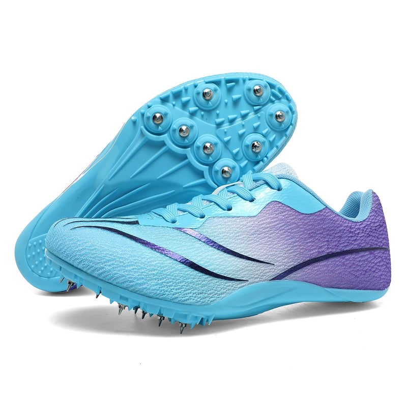 WESHIRUN Track and Field Shoes Men Women Kids Spikes Shoess Boys Racing Shoes Girls Jumping Sneakers Purple - Image 1