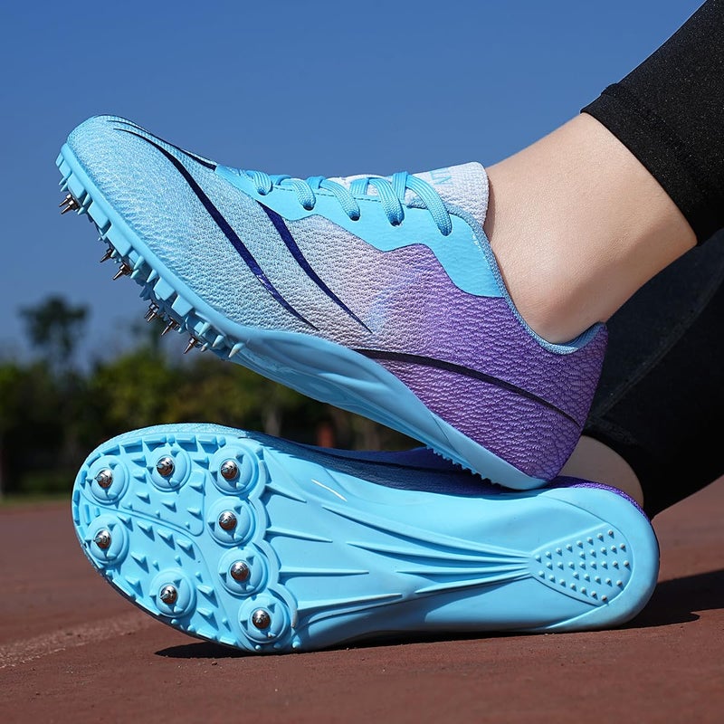 WESHIRUN Track and Field Shoes Men Women Kids Spikes Shoess Boys Racing Shoes Girls Jumping Sneakers Purple - Image 2