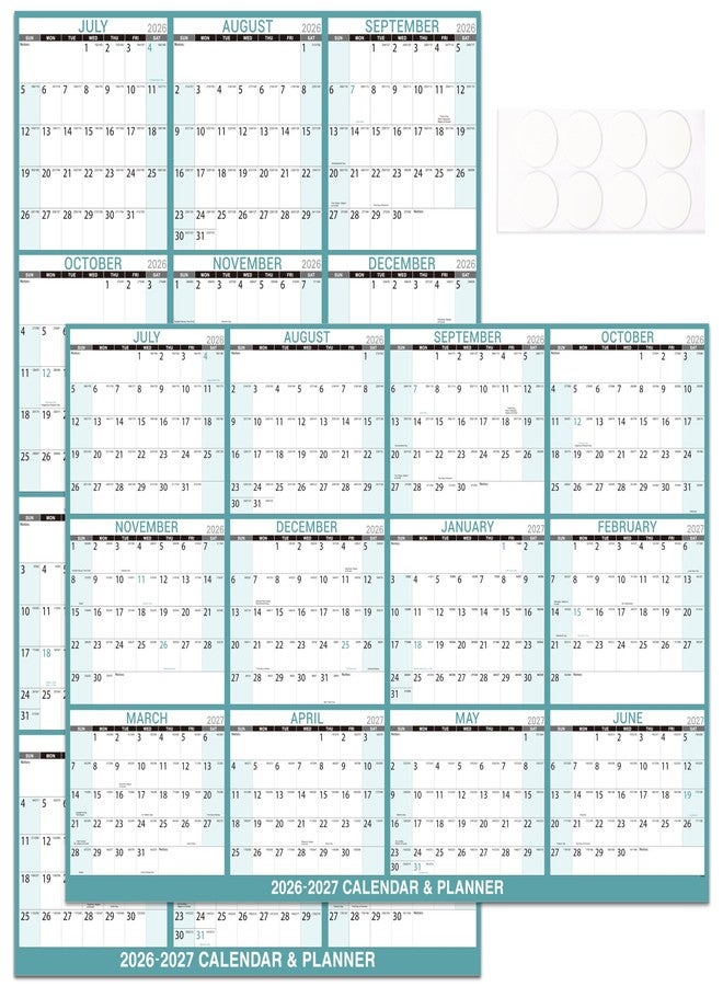 Lortarl Dry Erase Calendar 2026-2027 - Large Yearly Calendar for Wall, 32'' x 48'' Laminated Erasable Organizer with Large Blocks, Horizontal/Vertical, Great for Office, School, Home, July 2026 - June 2027 - Image 1