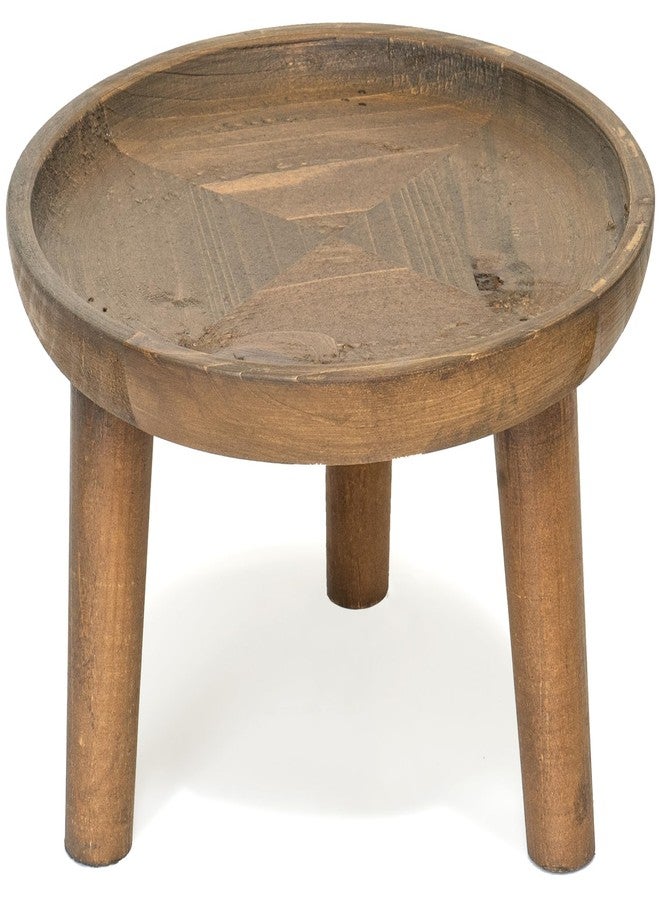 Red Co. 8.75” Dia Round Decorative Wooden Pedestal Plant Stand with Legs, Natural Brown - Image 1