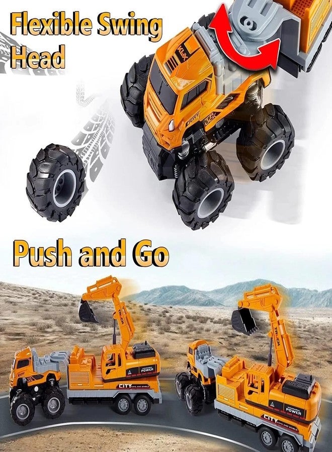 UKAXA Truck Toy Crane Excavator Toy Metal Head Bulldozer Trucks Toys Friction Powered Engineering Vehicle Model Construction Toys for 2 Years Above Kids - Image 3
