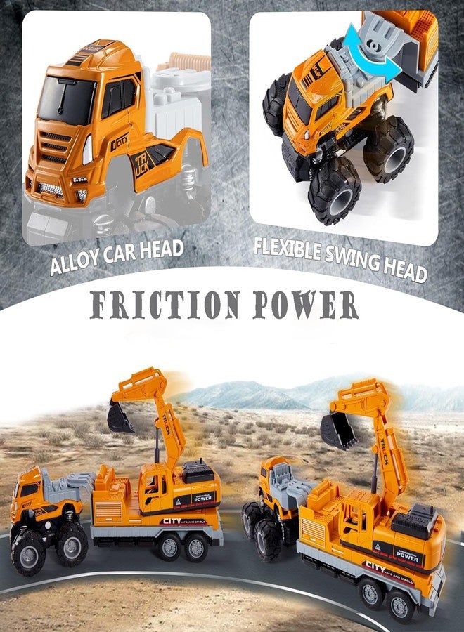 UKAXA Truck Toy Crane Excavator Toy Metal Head Bulldozer Trucks Toys Friction Powered Engineering Vehicle Model Construction Toys for 2 Years Above Kids - Image 4