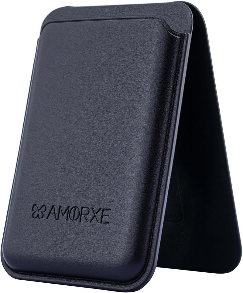 AMORXE MagSafe Wallet & Cardholder with Stand, Strong N52 Magnets, Slim Leather Design,Spring Clip Hold 1–3 Cards Securely,Compatible with iPhone 17/16/15/14/13/12 Series (Not 12/13 Mini),Green, Black - Image 1