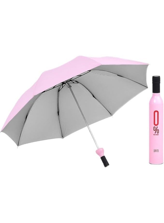 Compact Travel Umbrella for UV and Rain Protection | Double Layer Folding Umbrella with Automatic Opening Mechanism | 98cm Windproof Lightweight Umbrella with Bottle Cover - Image 3