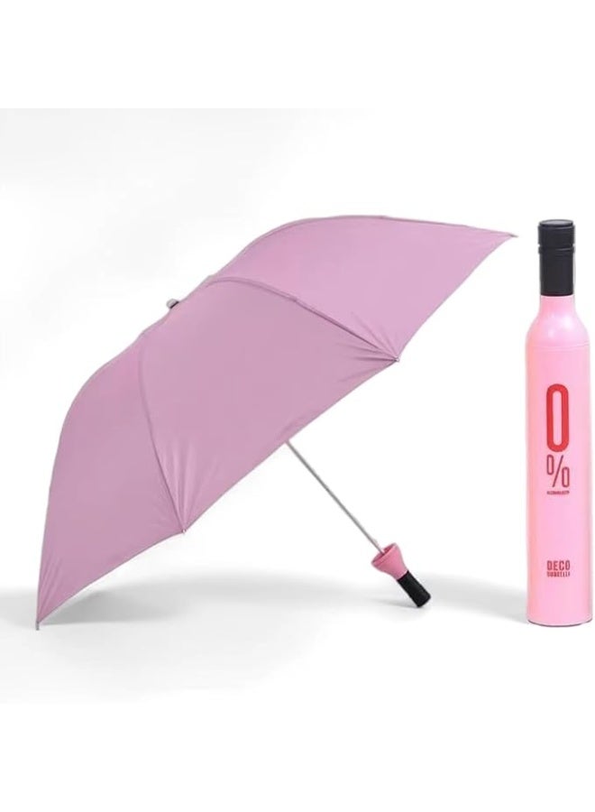 Compact Travel Umbrella for UV and Rain Protection | Double Layer Folding Umbrella with Automatic Opening Mechanism | 98cm Windproof Lightweight Umbrella with Bottle Cover - Image 1