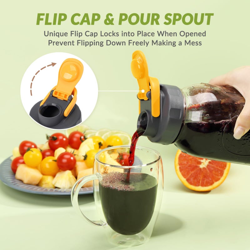 Soligt 6 Pack Mason Jar Lids, Regular Mouth Pour Spout Flip Cap Lids for Ball Brand Mason Jars, Leak Proof Airtight for Drinking Salad Dressing & Food Storing (jars are not included) - Image 4