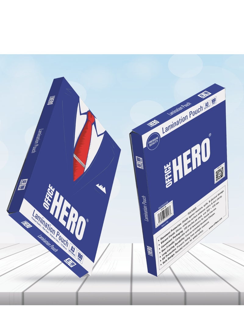 Hero OFFICE HERO Lamination Pouch A3 (303x426mm) – 100 Pouches 