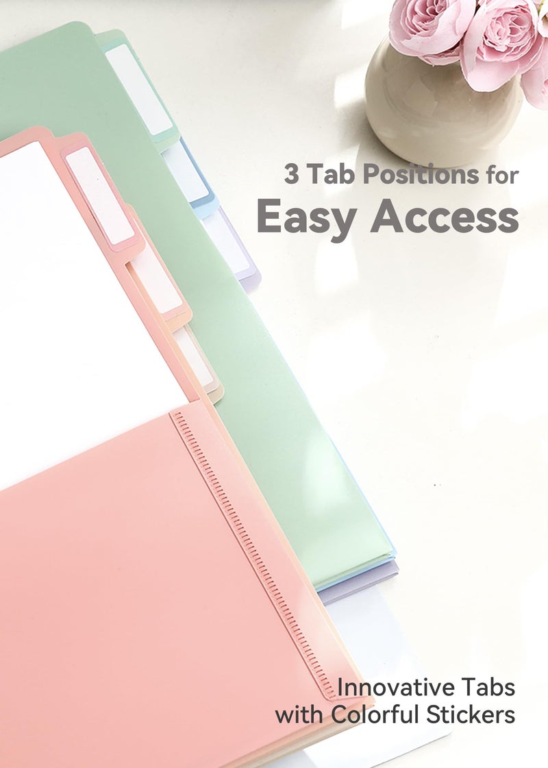 SortRax Plastic Folders with Pockets, 3 Hole Punched for 3 Ring Binder, 1/3 Cut Index Tabs for Quick Find, Pastel 6 Pack, Letter Size for School, Colorful Labels - Image 3