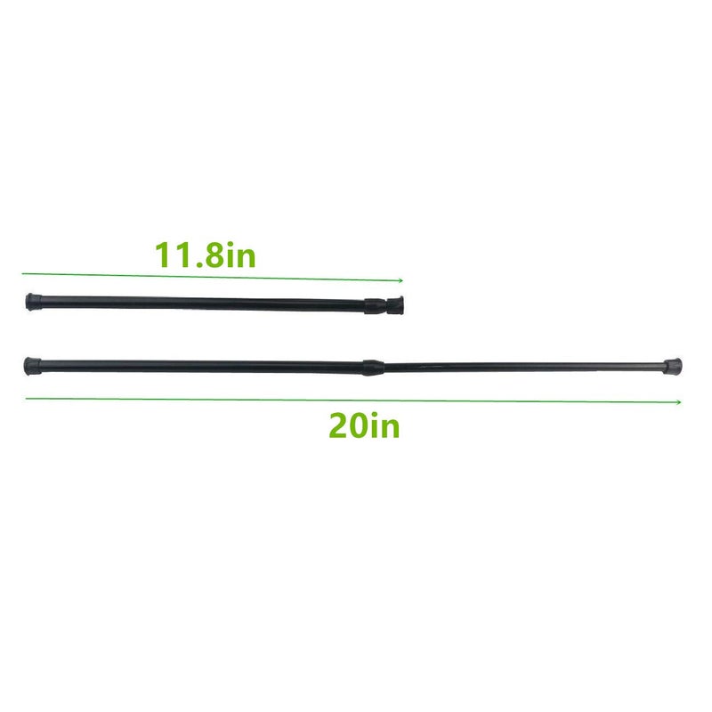 qinsou Cupboard Bars Tension Rods, 4 Pack Spring Tensions Rods 11.8 to 20 Inches Steel Adjustable Tension Curtain Rod Shower Rod Closet Rod Window Rods Black - Image 2