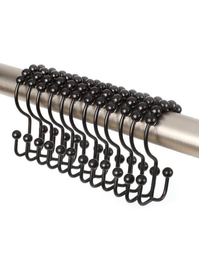 2 Lb. Depot 2lbDepot Double Shower Curtain Hooks Rings (Matte Black Decorative Finish) Premium Rust Resistant Stainless Steel Metal Hook, Roller Balls Glide on Shower Rods, Set of 12 Pieces - Image 5