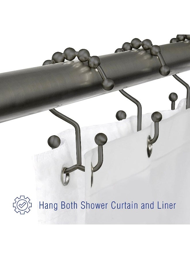 2 Lb. Depot 2lbDepot Double Shower Curtain Hooks Rings (Matte Black Decorative Finish) Premium Rust Resistant Stainless Steel Metal Hook, Roller Balls Glide on Shower Rods, Set of 12 Pieces - Image 3