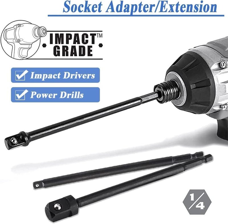 Eyech مجموعة محولات المقبس من 3 قطع بدرجة تأثير 59 طويلة 14 شفة سداسية إلى تمديد المقبس - Image 5