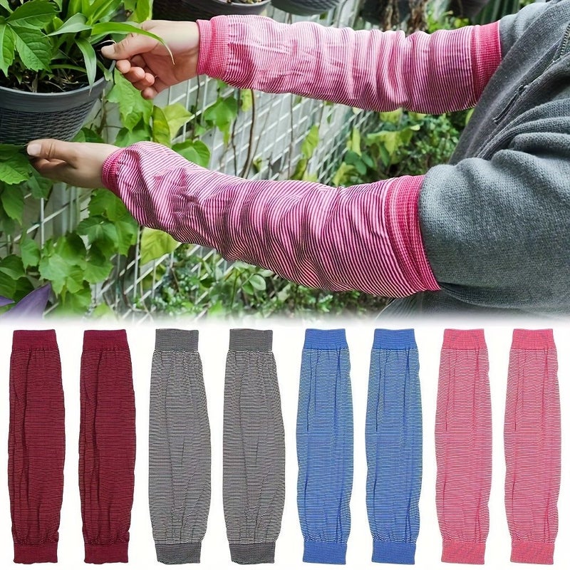 4 Pack Blue Long Knit Stretch Sleeves Breathable Comfortable Elastic Polyester Fabric for Work and Housework - Image 2