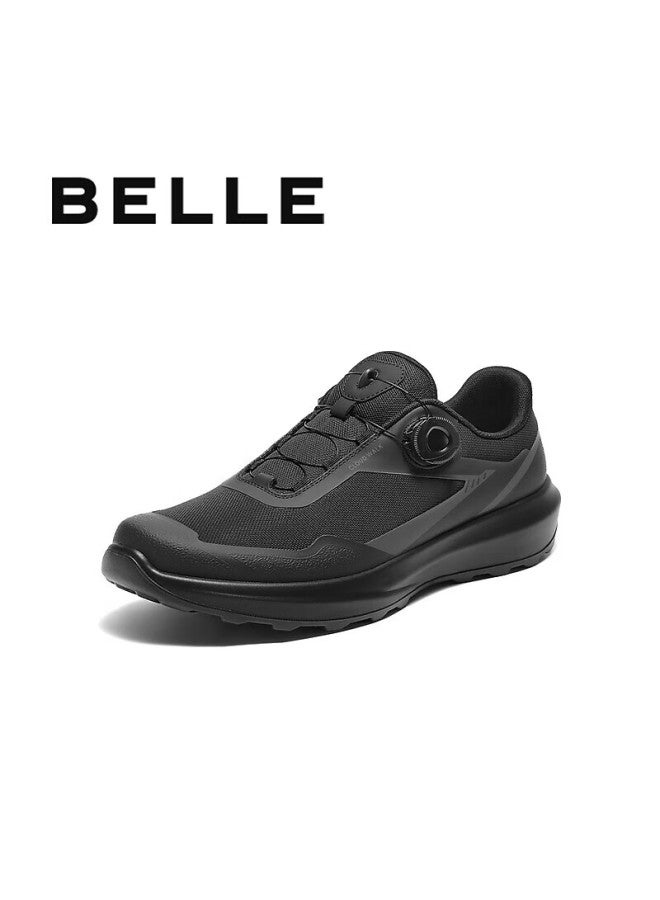 Belle Thick-soled Walking Shoes For Men, Autumn Style With Rotary Buckle, Splash-resistant And Wear-resistant Casual Sneakers A2123cm5, Smoky Crystal Black, Size 44 - Image 1