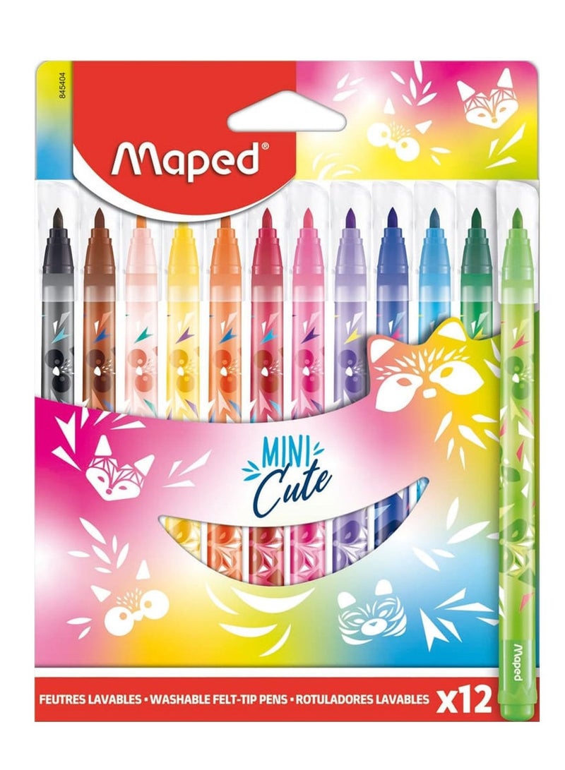 Maped أقلام تلوين صغيرة لطيفة مكونة من 12 قطعة متعددة الألوان - Image 1