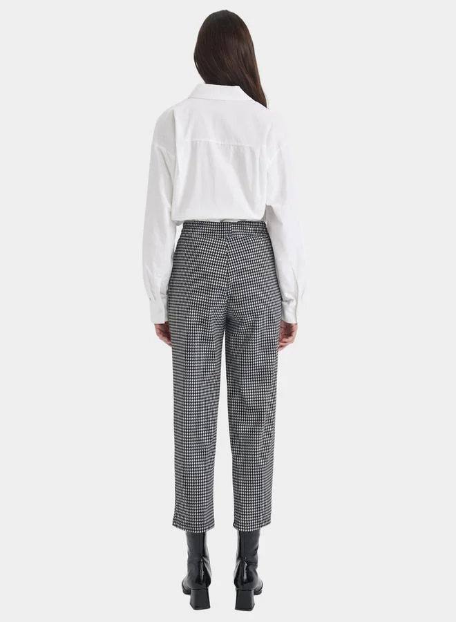 DeFacto DeFacto Houndstooth Pattern Drawstring Relaxed Fit Joggers