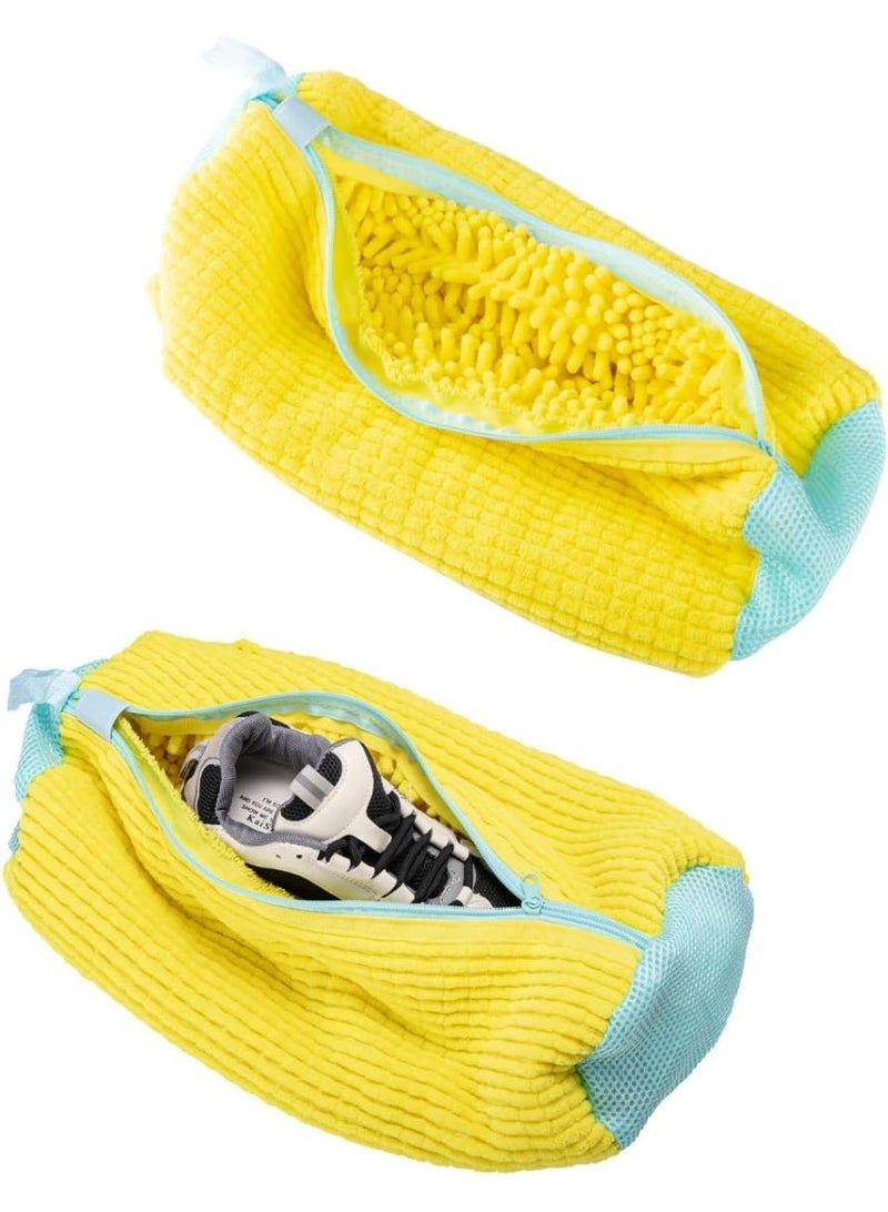 MostNow Shoe Washing Bags, 2 Pcs Large Reusable Mesh Shoe for Laundry Shoe Bag For Washer And Dryer, Reusable Shoe Washing Bag for All Shoe Types And Sizes (Yellow) - Image 1