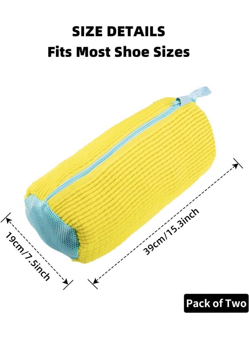 MostNow Shoe Washing Bags, 2 Pcs Large Reusable Mesh Shoe for Laundry Shoe Bag For Washer And Dryer, Reusable Shoe Washing Bag for All Shoe Types And Sizes (Yellow) - Image 2
