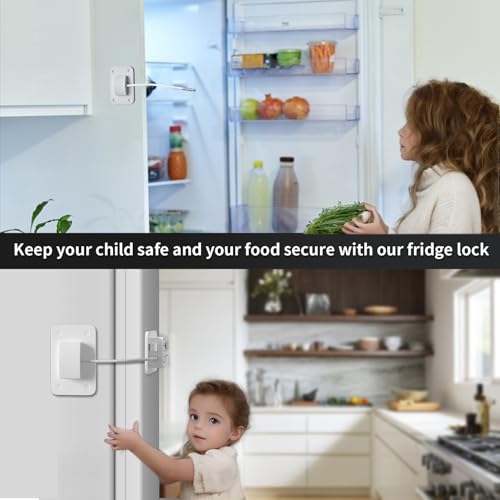 Ougourim Refrigerator Lock - Upgraded Combination Lock for Upright Freezer, Child Safety Lock for Cabinets, White - Image 2