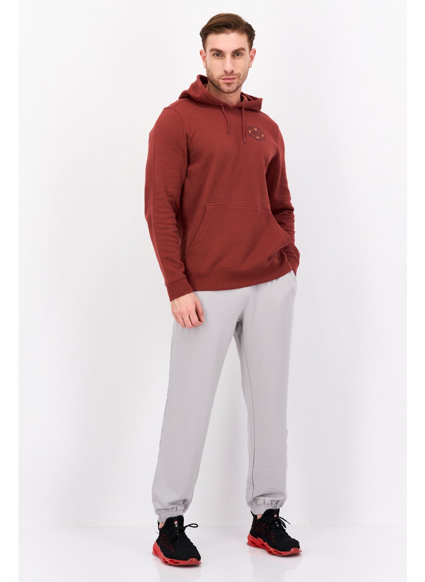 Hurley - Men Brand Logo Long Sleeves Hooded Sweatshirt, Dark Brown - Image 1