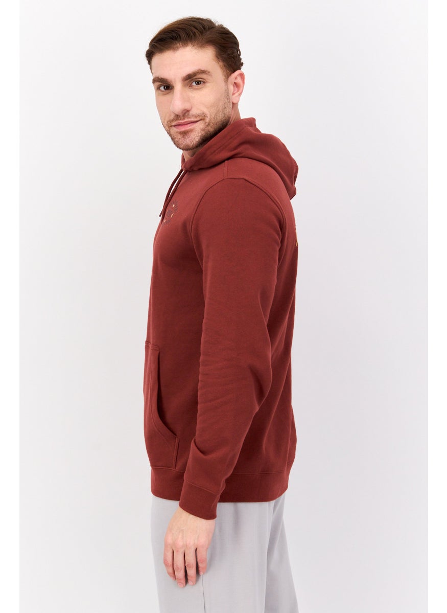 Hurley - Men Brand Logo Long Sleeves Hooded Sweatshirt, Dark Brown - Image 1
