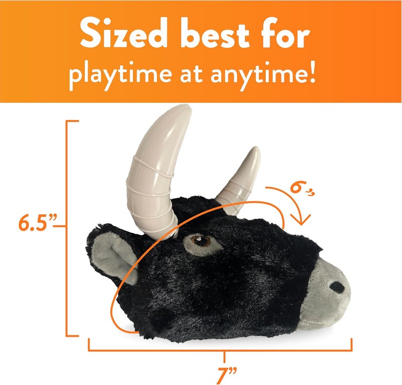 Spunky pup Knucklehead Durable Dog Toy - 2-in-1 Plush & Chew Toy for Aggressive Chewers, Chicken-Flavored Dental Chew, Durable Double-Stitched Squeaker- Bull - Image 5