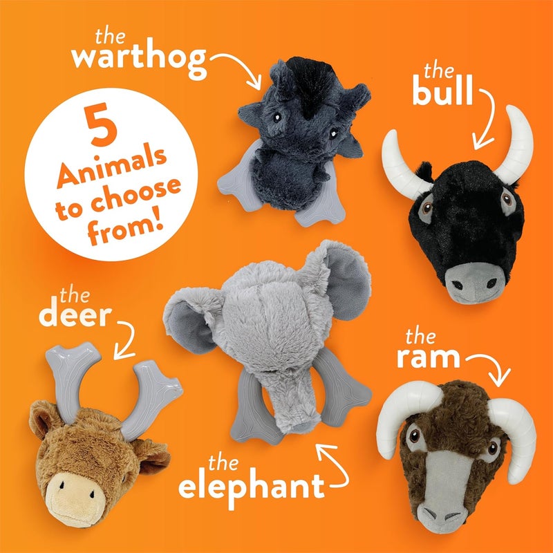 Spunky pup Knucklehead Durable Dog Toy - 2-in-1 Plush & Chew Toy for Aggressive Chewers, Chicken-Flavored Dental Chew, Durable Double-Stitched Squeaker- Bull - Image 4