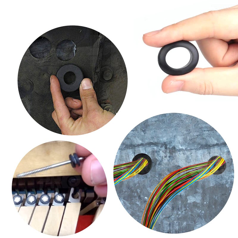BUSY-CORNER 200 PCS Hollow Rubber Grommet Firewall Hole Plug Assortment, Rubber Grommet kit 1/4", 5/16", 3/8", 7/16", 1/2", 5/8", 3/4'', 7/8", 1'' - Image 3